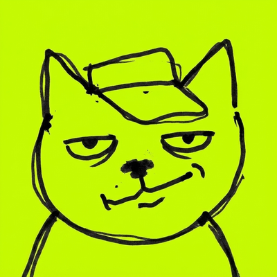 The ACCRUE clerk cat — smug, in a green visor, running the passbook